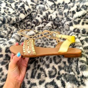 Jack Rogers Tate Raffia Gold Size 8